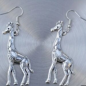 Silver Giraffe Earrings